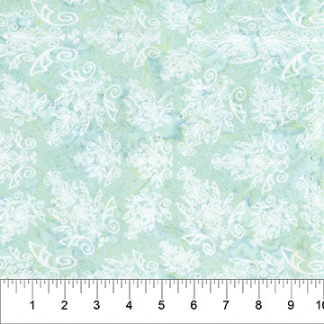 Banyan Batiks Crispy Fabric – Aqua Floral Batik Blender