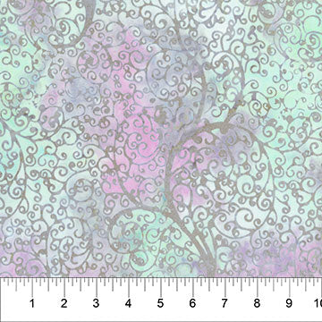Banyan Batiks Stardust Silver Multi Fabric – Gray Scroll Batik Print by Northcott