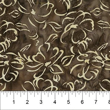 Banyan Batiks Banyan Classics Mocha with Cream Flowers Fabric – Batik Blender