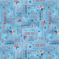 Wilmington Prints Americana Words All Over in Denim Blue Fabric – by Stephanie Marrott