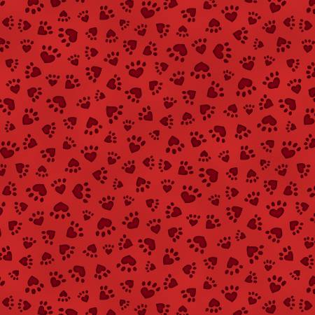 Henry Glass - All You Need is Love & A Cat - Cat Paws/Red - 9904-88