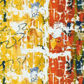 Robert Kaufman Wishwell Warehouse District Mustard Fabric – Abstract Artistic Print by Leslie Tucker Jenison