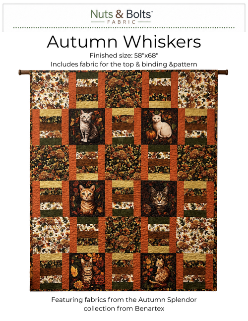 Autumn Whiskers Quilt Kit (58" x 68") – Autumn Splendor Fabrics with 1776 Pattern from Villa Rosa Designs