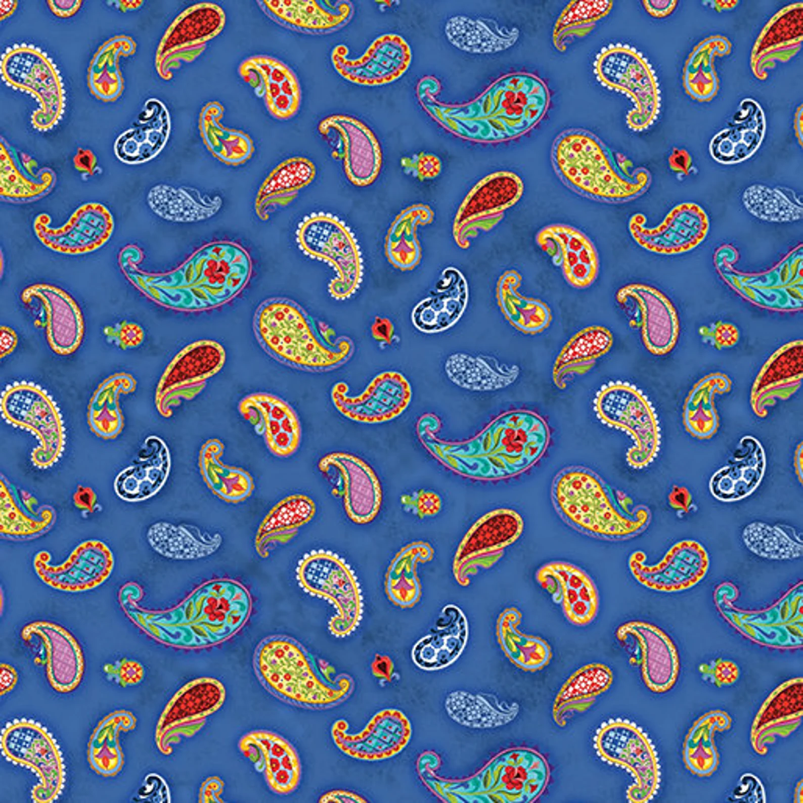 Benartex - Awaken the Day - Country Paisley Royal Blue Fabric - by Jim Shore