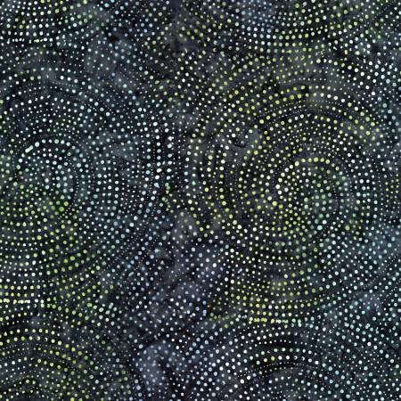 Timeless Treasures Grotto Dotty Spiral Batik Fabric – Black Batik Blender
