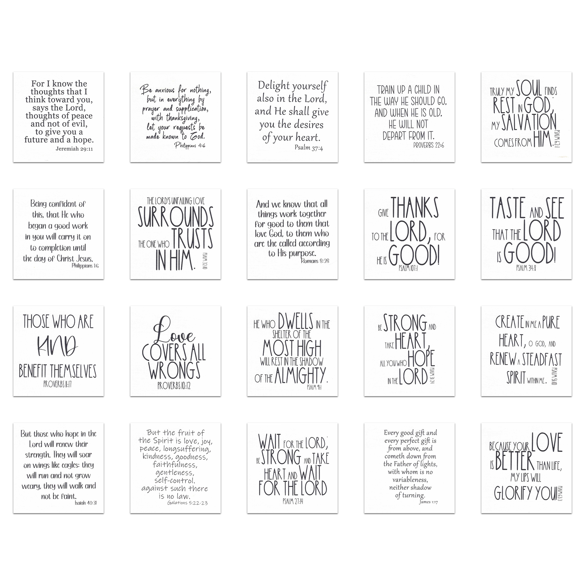 20 Bible Verse Quilt squares - Precut Squares 3.5" or 5" - Carlson Homestead Quilting