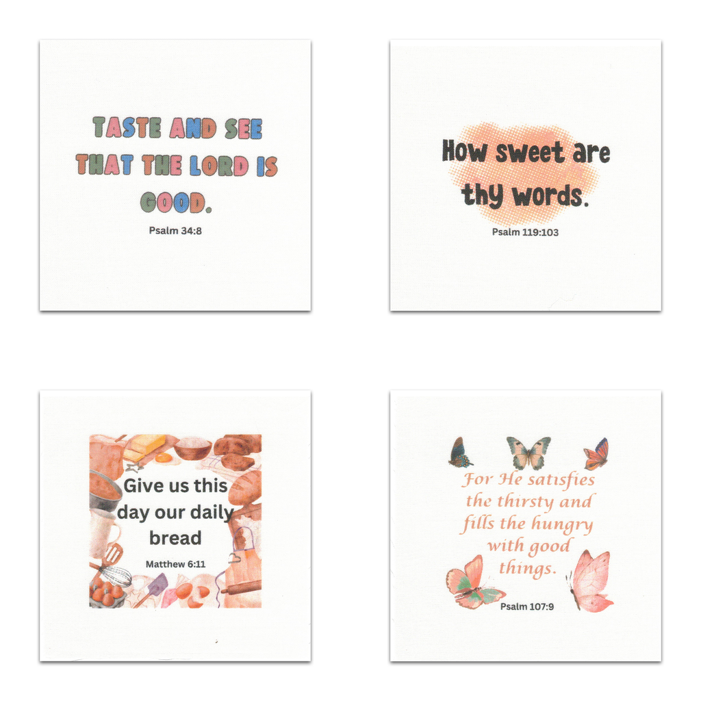 20 Food-themed Bible Verse Quilt - Precut Squares 5" - Carlson Homestead
