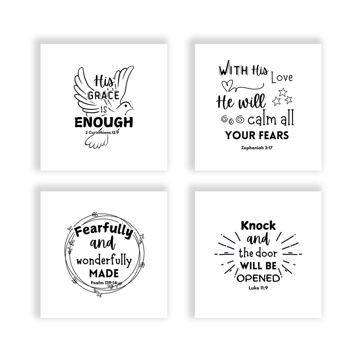 20 Bible Verse Quilt Squares - Precut 3.5" or 5" - Carlson Homestead Quilting