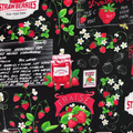 Timeless Treasures - Strawberry Fields - Strawberry Farm Signage Black Fabric