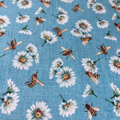 Michael Miller Bee Culture Busy Bees Blue Daisy Fabric by Diane Kappa