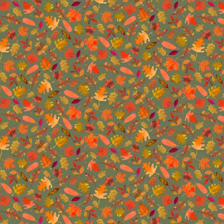 Michael Miller - Autumn Breeze - Autumn Leaves/Sage - 12314-SAGE-D