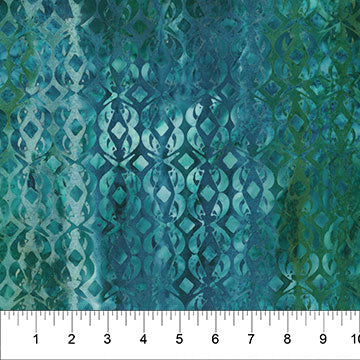 Diamonds Emerald Fabric – Green Geometric Batik by Banyan Batiks