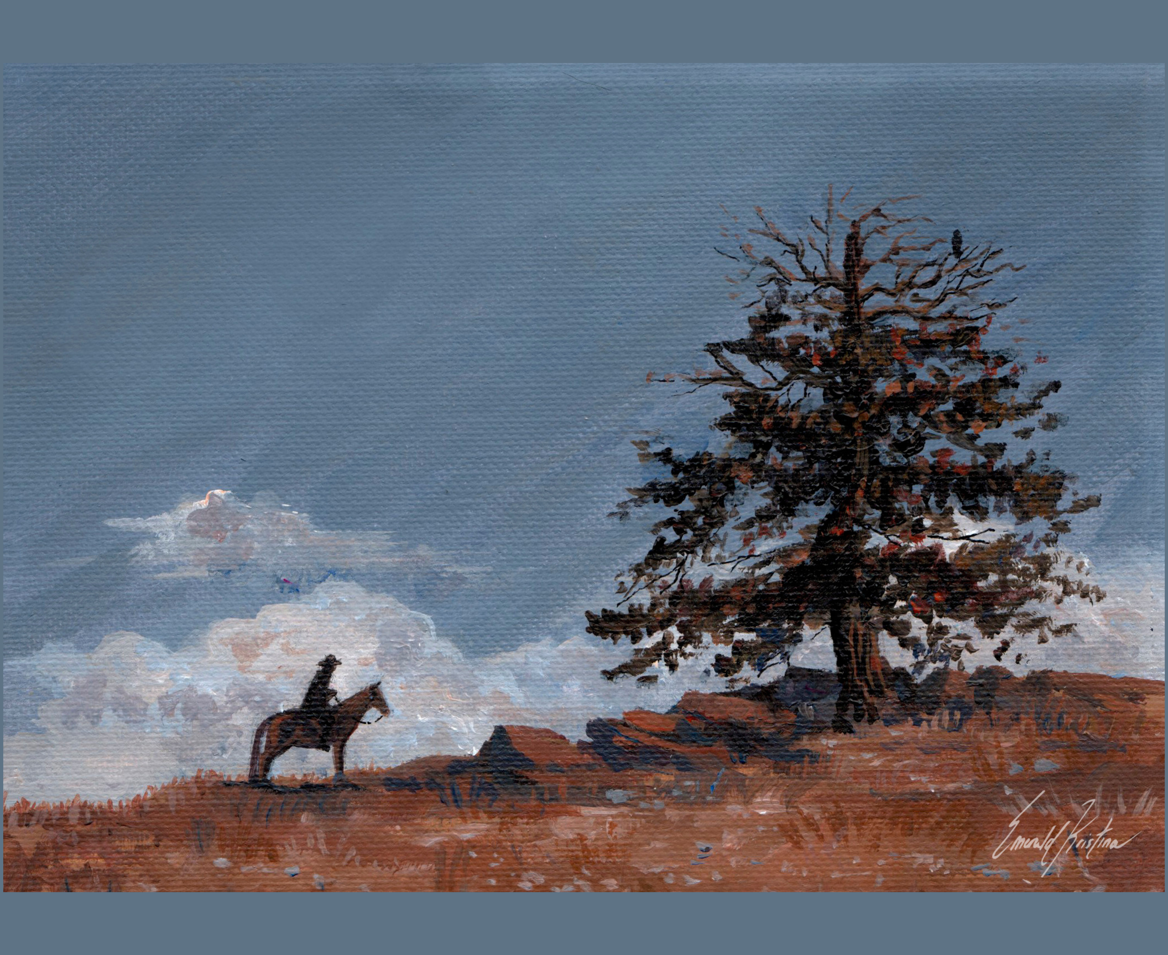 Lone Tree Fabric Panel | Original Artwork by Emerald Smith | Carlson Homestead Quilting | 21.75" × 18"