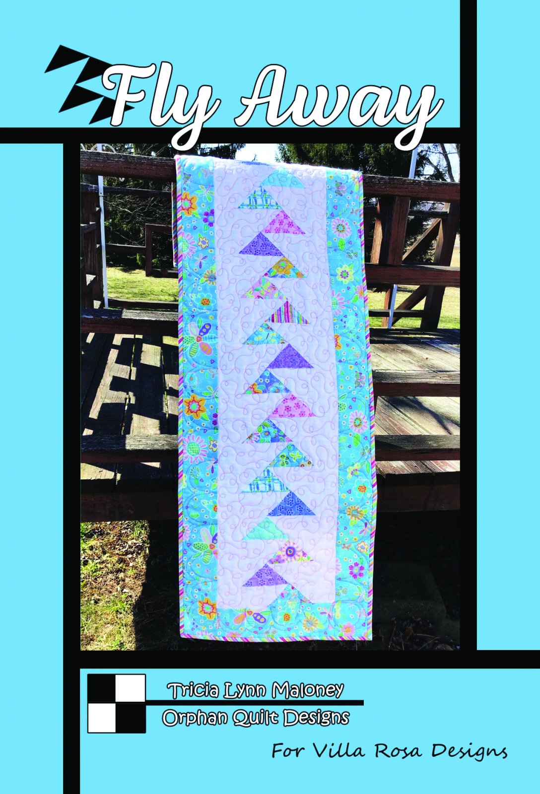Fly Away-TableRunner - Villa Rosa - 16"x54" - 5" Squares