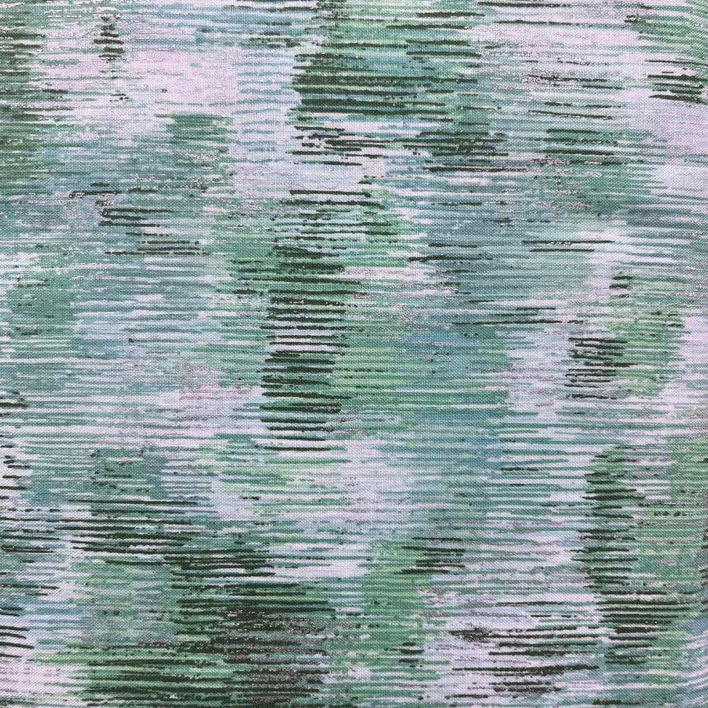 Fusions Brushwork - Brushstrokes Metallic Mint - Green Blender by Robert Kaufman