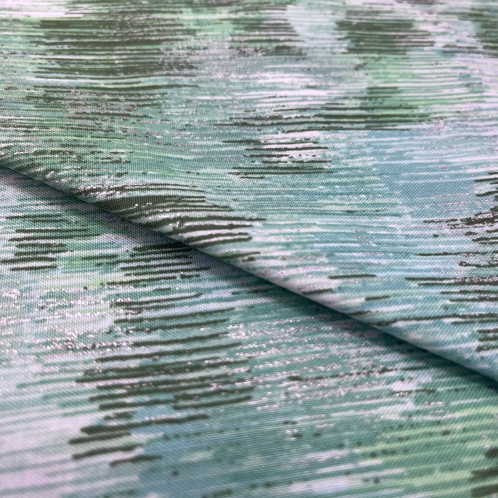 Fusions Brushwork - Brushstrokes Metallic Mint - Green Blender by Robert Kaufman