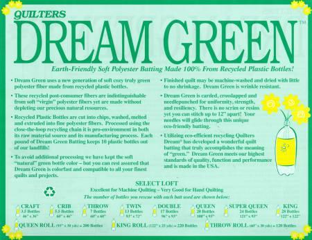Batting-GREEN - 121" X 93 - SUPER QUEEN - PKG - GSQ