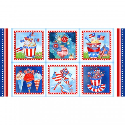 Star Spangled Summer 6-Block Panel Fabric- by Andrea Tachiera - for Henry Glass