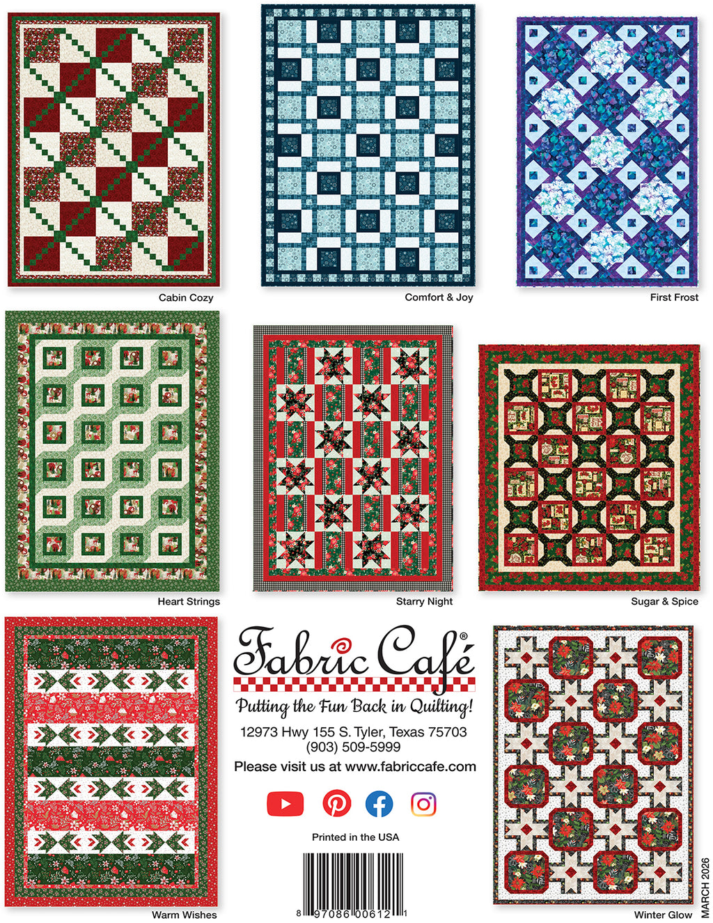 Holly Jolly 5-Yard Quilts Book by Fabric Café | 8 Christmas Quilt Patterns