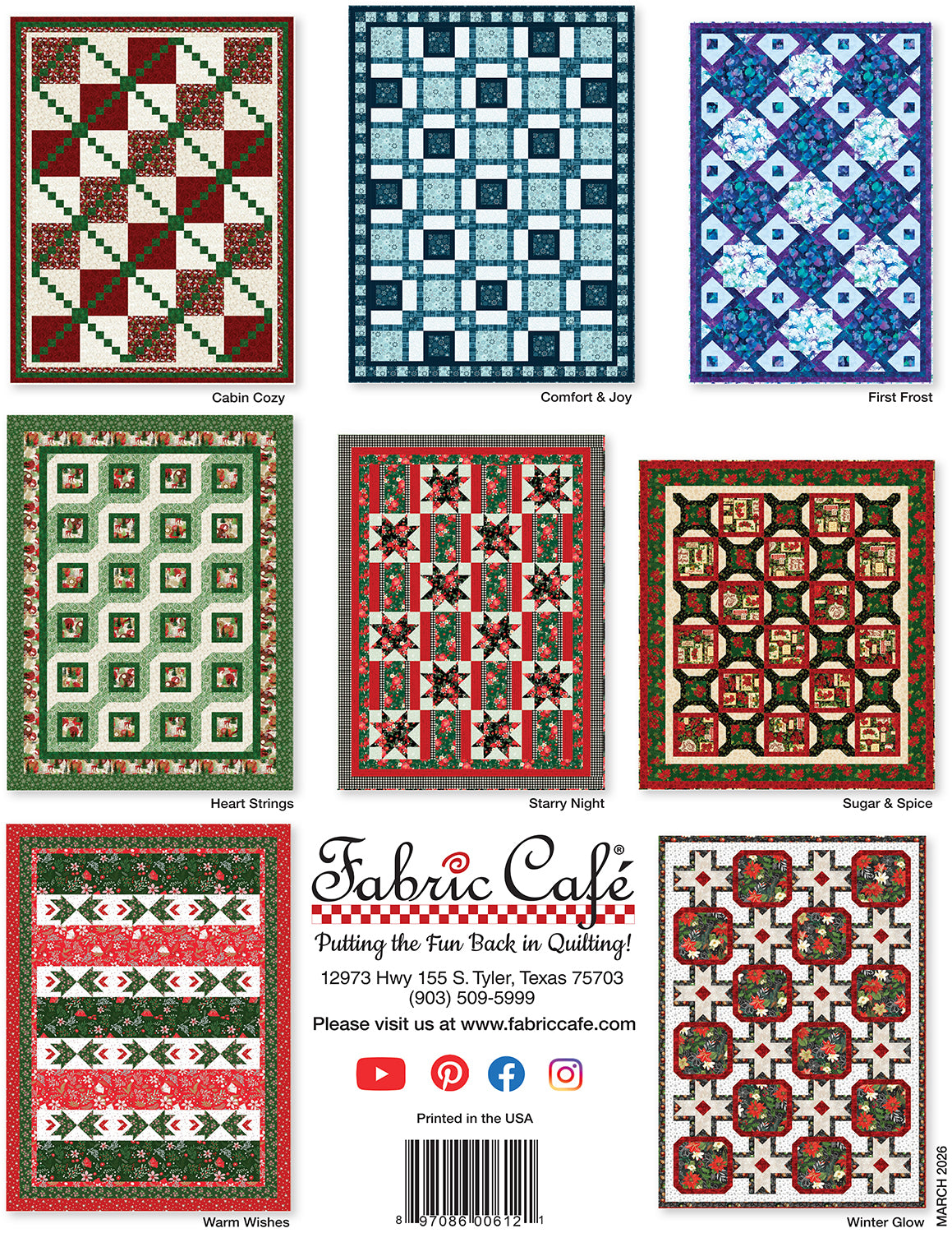 Holly Jolly 5-Yard Quilts Book by Fabric Café | 8 Christmas Quilt Patterns