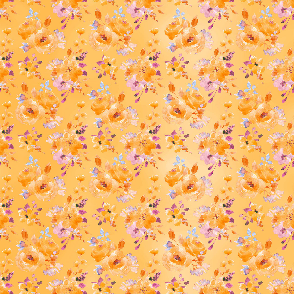 In The Beginning Glorious Garden Roses Orange Fabric – Orange Floral by Kathleen Winslow Gardner