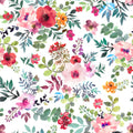 In The Beginning Glorious Garden Pink Floral Fabric – White Multi Floral by Kathleen Winslow Gardner
