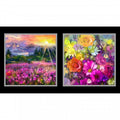 In The Beginning A Year of Art Summer Panel Fabric – Floral Painted-Look Cotton Panel by Jason Yenter (23.5" x 44")