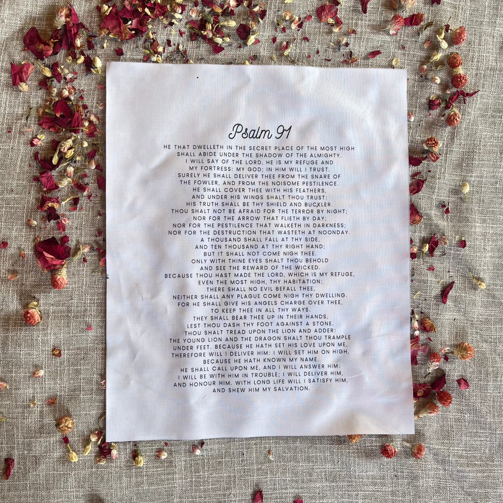 Psalm 91 Bible Verse Quilt Panel - Precut White Cotton - 11.5" x 14" panel - Carlson Homestead Quilting