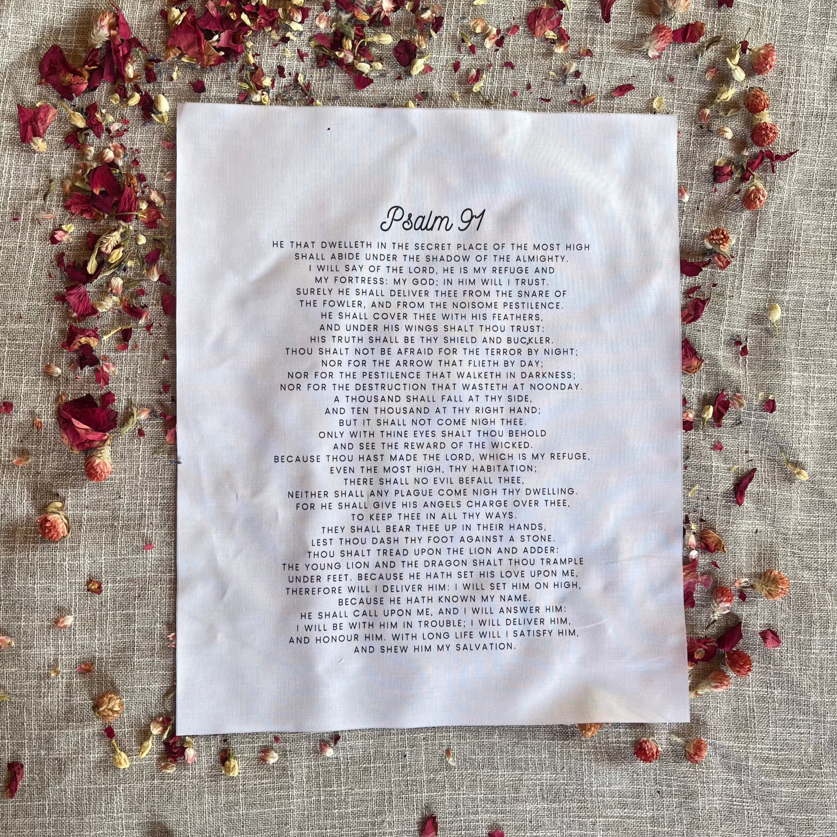 Psalm 91 Bible Verse Quilt Panel - Precut White Cotton - 11.5" x 14" panel - Carlson Homestead Quilting
