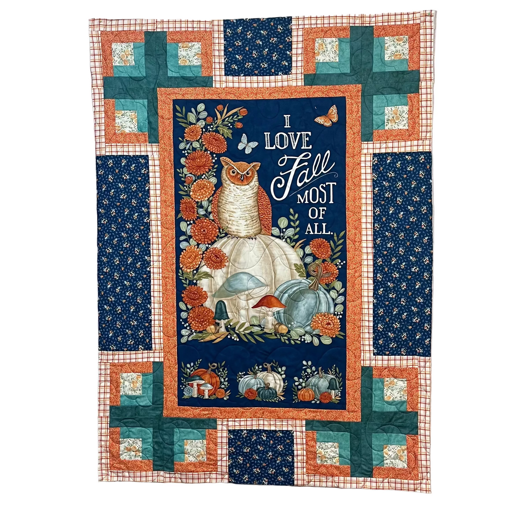 26. Cozy Cabin Fall Throw Quilt/Lap Quilt/Wall Hanging