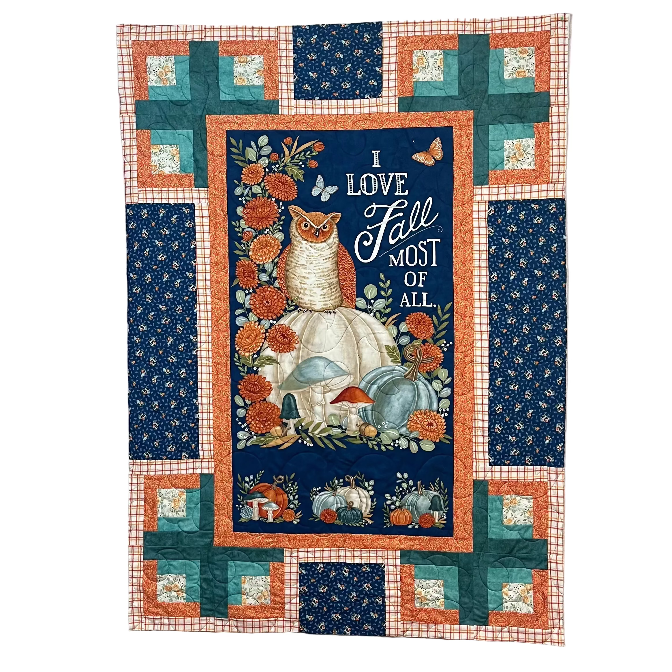 26. Cozy Cabin Fall Throw Quilt/Lap Quilt/Wall Hanging