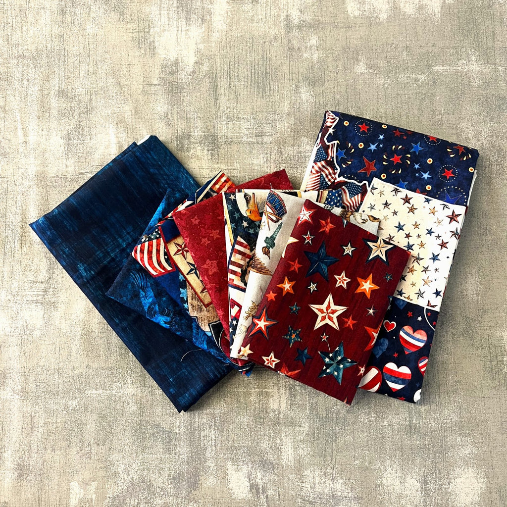 Stars & Stripes THROW QUILT KIT with Up & Away Villa Rosa Pattern – 41" x 49"