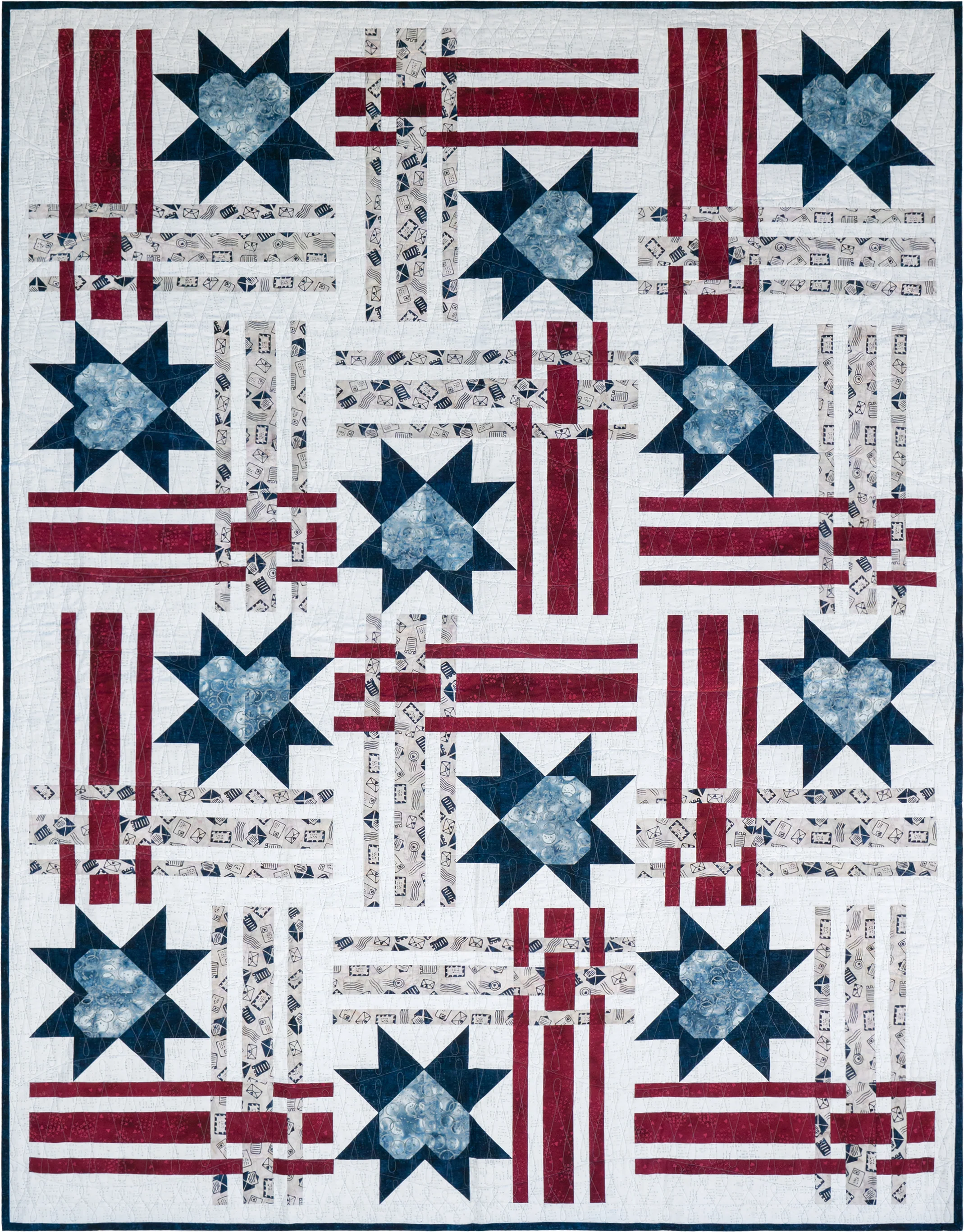 Hometown Hearts Quilt Pattern (63" x 83") by Terri Vanden Bosch from Lizard Creek Quilting