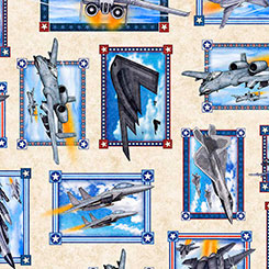 QT Fabrics - Patriot Air Force Patch in Cream Fabric – Patriotic Print by Dan Morris