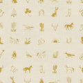 EE Schenck Desert Horses Wild West Icons Gold Fabric – Gold Western Novelty Print