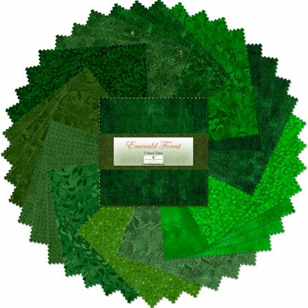 Wilmington Prints - Emerald Forest 5 Karat Gems 5" Square Pack – Green Precuts