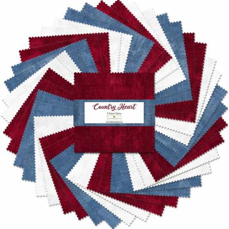Wilmington Prints Country Heart - 5" Red,White, & Blue Fabric Squares