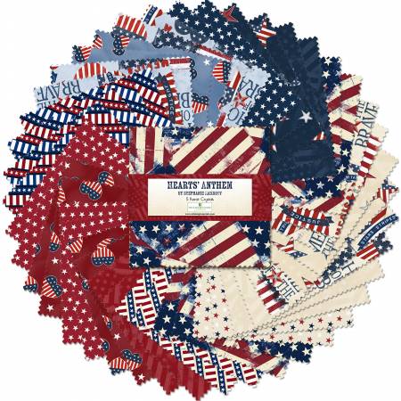 Wilmington Prints - Hearts’ Anthem - 5 Karat Crystals 5" Square Pack – Patriotic Precut by Stephanie Marrott