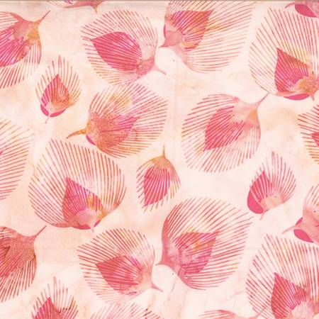 Hoffman Bali Batik Fan Leaf Creamsicle Fabric – Pink Tropical Batik Blender