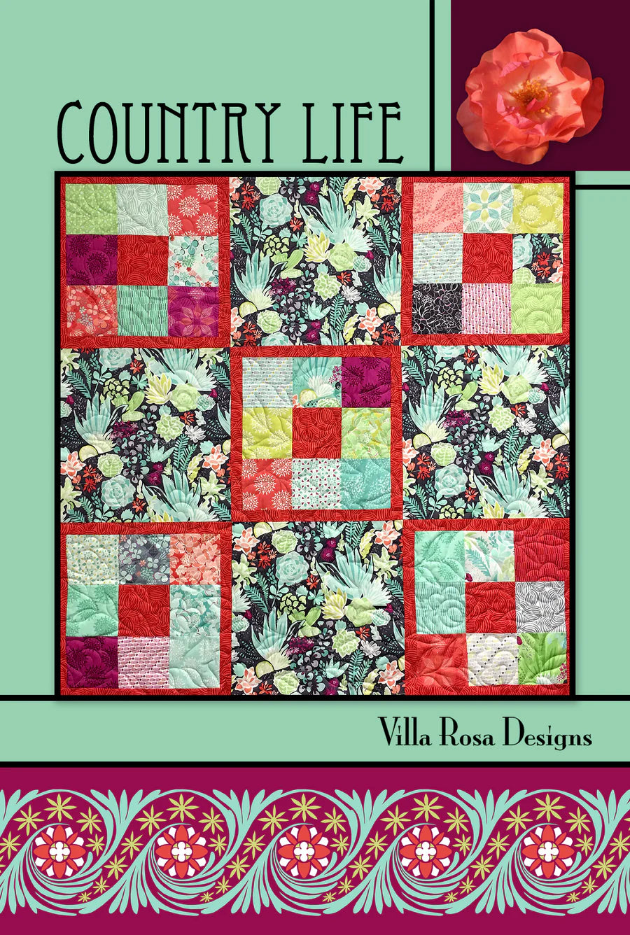 Country Life Quilt Pattern (48" x 48") by Villa Rosa Designs