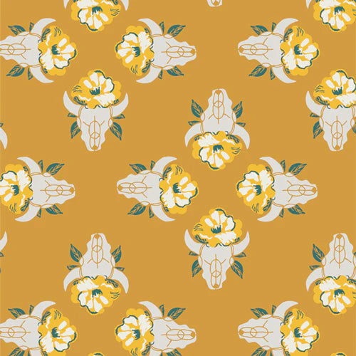 Art Gallery Fabrics Shine On Renewal Fabric – Gold Western Floral Print
