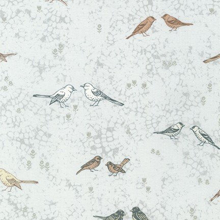 Robert Kaufman - Songbird - Birds Dove with Metallic Fabric - by Wishwell