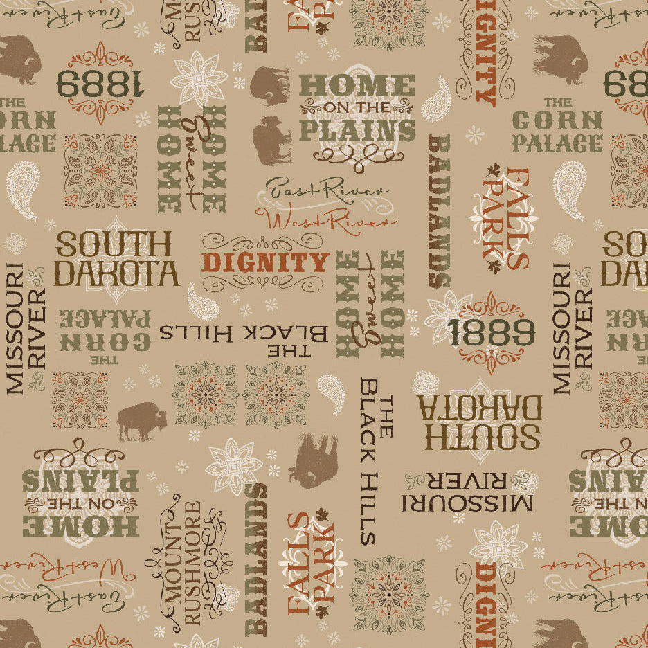South Dakota Words Tan Quilt Across the Dakotas Shop Hop
