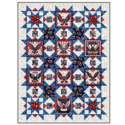 QT Fabrics American Tapestry United Stars Quilt Kit – Patriotic 55.5 x 73 Throw Quilt by Dan Morris