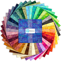 QT Fabrics Vibe 45" Mottled Blenders - 10" Fabric Squares – Multicolored 42-Piece Precuts