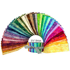 QT Fabrics Vibe 45" 42-Piece 2.5" Strip Roll – Mottled Blender Precut