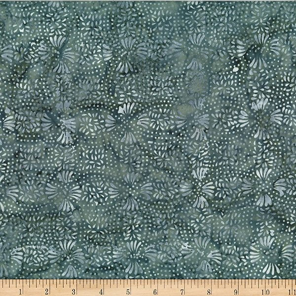 Hoffman Bali Batik Big Floral Earl Grey Fabric – Gray Floral Batik