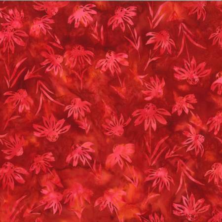 Hoffman Amazing Amazon Pomegranate Fabric – Red Tropical Batik Floral