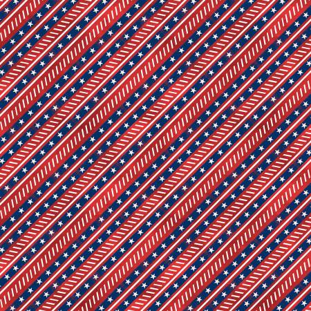 Americana Diagonal Stripe Red Fabric - by Stephanie Marrott - for Wilmington Prints