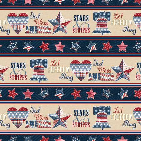 Wilmington Prints - Stars of Valor Repeating Stripe Multi - by Beth Grove